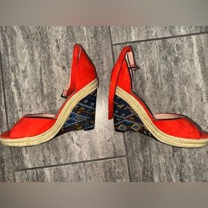 Charles By Charles David Vibrant Red Wedge Sandals